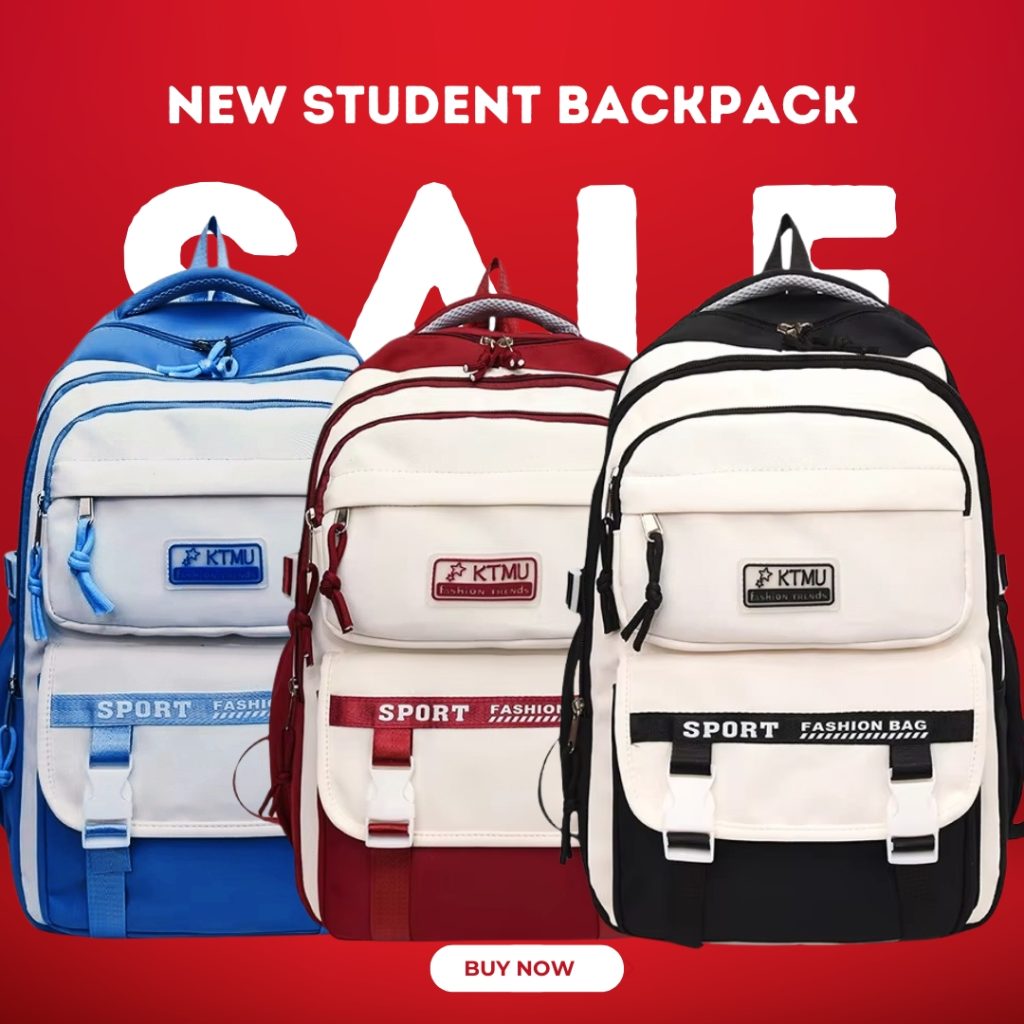 Academy Style School Bag College Student Backpack 20-36L স্কুল কলেজ ব্যাগ Lightweight Book Bag Bangladesh Japan Style Backpack Black Red Sky Blue ছাত্র-ছাত্রীদের ব্যাগ